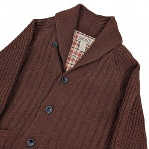 Duluth Trading Co Woolpaca Shawl Cardigan Sweater Men's  Brown Gorp Grandpa Core